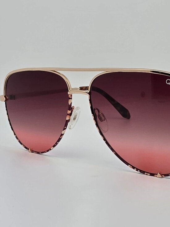 Quay Australia High Key Gold Tortoise Frame Purple Peach Lens Aviator Sunglasses main image 12